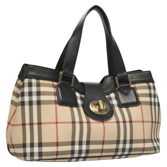 BURBERRY Nova Check Hand Bag PVC Beige